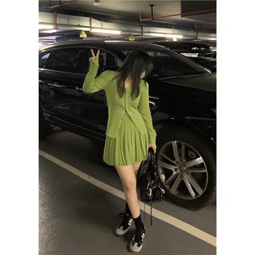 STUDIOSCOUT 紙片人內搭套組/銀蔥紗線三色針織小開衫+半裙兩件套