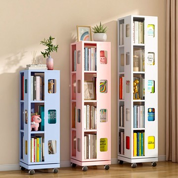 免運 落地旋轉書架 旋轉書架360度落地簡約兒童繪本書本置物架鋼制家用客廳收納架子