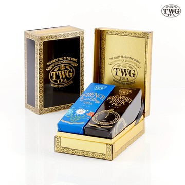 共度美好時光 【TWG Tea】時尚茶罐雙入禮盒組 午夜時光之茶100g+法式伯爵茶100g(紅茶)
