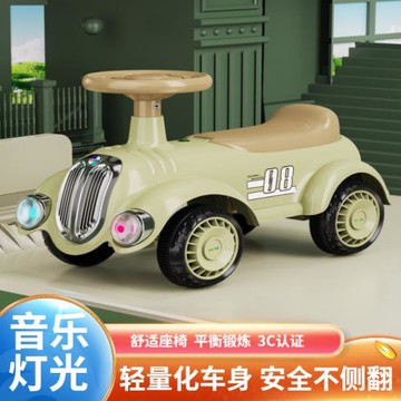 孩童復古不側翻靜音輪滑行學步車  四輪寶寶玩具兒童平衡車1-3歲