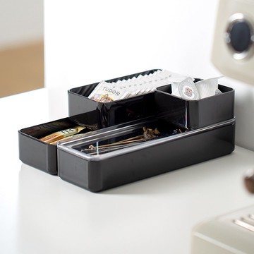 日本霜山 PET抽屜分隔/鏡櫃用可層疊收納盒-L-3入-多色可選