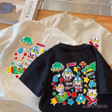 【臺灣-出貨】兒童純棉帥氣短袖T恤100棉怪獸超人卡通童裝可愛💖男童女童上衣 KDG4