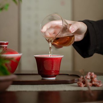 純手工郎紅主人杯茶杯景德鎮原礦貢品級郎窯紅品茗杯功夫茶具單杯