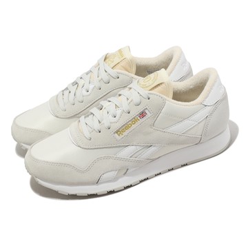 Reebok 休閒鞋 CL Nylon 男女鞋 米白 淡黃 Hip Hop 50周年紀念 麂皮 復古 100073830