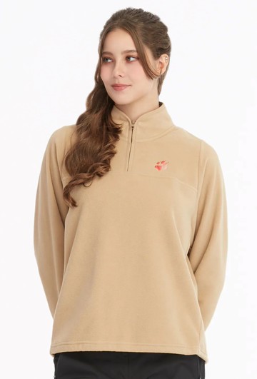 【Jack Wolfskin 飛狼】女 半門襟長袖刷毛保暖衣 T恤『棕駝』(169018)