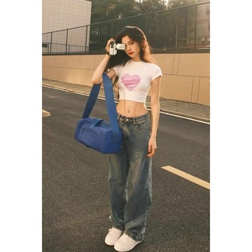臺灣/✨短袖 t恤歐美辣妹正肩短袖T恤女夏新款純欲風修身顯瘦百搭露臍打底衫上衣