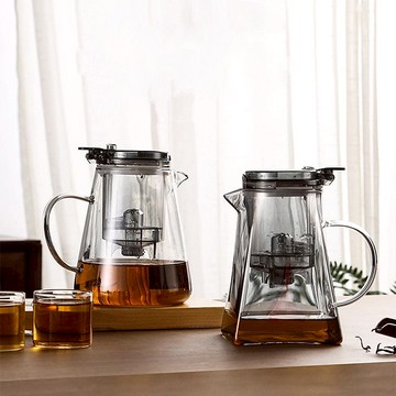 日式高硼矽玻璃飄逸泡茶壺 1000ML 圓肚壺