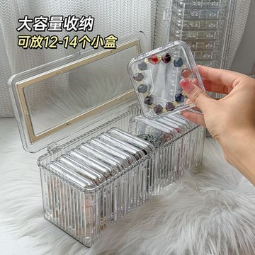 🎀秋冬新款🎀透明文玩水晶手串吧唧桌面手鍊防塵首飾文玩甲片收納盒大容量
