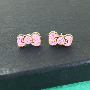 【震撼精品百貨】Hello Kitty 凱蒂貓 耳環-粉蝴蝶結造型 震撼日式精品百貨