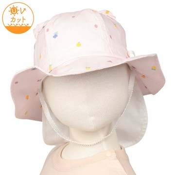 akachan honpo - 耳朵造型帽-水果印花-粉紅色