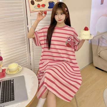 睡裙女 卡通睡衣 韓版睡衣 短袖睡衣 可愛睡衣 居家服 睡裙女睡衣 夏天睡衣 韓版寬鬆 短袖睡裙