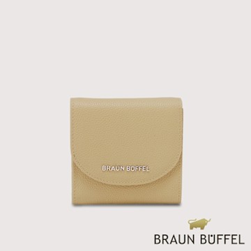 【BRAUN BUFFEL 德國小金牛】台灣總代理 佩塔斯 3卡兩折短夾-淺棕色/BF864-401-CR