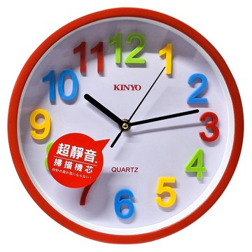Kinyo CL128立體彩字靜音掛鐘 10吋  彩色