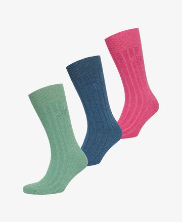 Superdry Women's Women's Organic Cotton Unisex Core Rib Crew Sock 3 Pack Pink / Cerise Marl - Size: XS/S