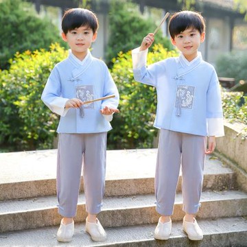 男童唐裝中國風寶寶棉麻漢服春秋裝2025新款兒童長袖古裝周歲禮服
