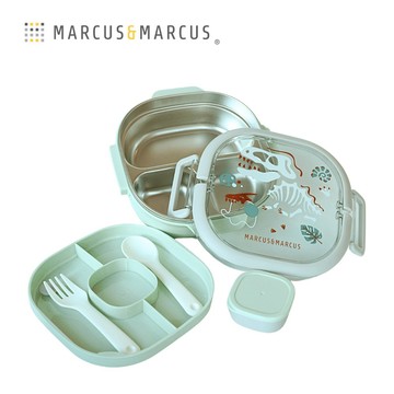 【MARCUS&MARCUS】兒童手提不鏽鋼雙層餐盒組(綠)