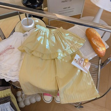 🎀biubiu童裝🎀女童夏季薄款新款花邊屁簾闊腿褲韓系寶寶休閒褲百搭直筒褲子