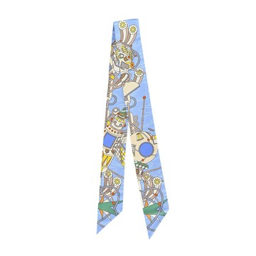 [平輸版]Hermes 愛馬仕 Odyssey未來世界 Twilly絲巾(米/天空藍/艷黃)