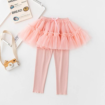 FANMOU - 薄款紗裙內搭褲-甜心荷葉邊-粉色