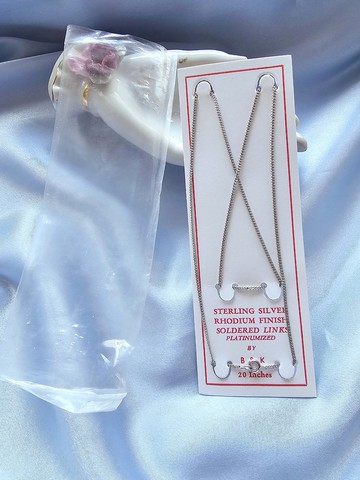 STERLING銀色簡約純銀項鍊NYCO/復古珠寶首飾20/美國西洋古董飾品