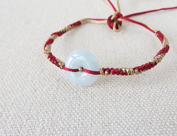 本命年【歲歲平安】平安扣翡翠絲光編織手鍊*SS24*招財、保平安