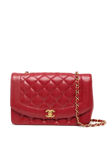 CHANEL Pre-Owned - medium Diana shoulder bag - women - Caviar Leather - One Size - Red