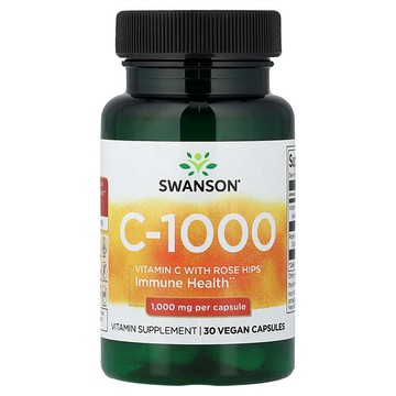 Swanson Vitamins, 含玫瑰果的維生素 C，30 粒膠囊