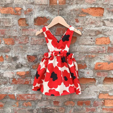 罌粟花 紅 - 交叉吊帶裙