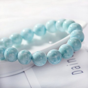 福瑞水晶 天然海紋石手串 多米尼加拉利瑪男女款   手鏈飾品禮物