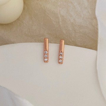 SuperM❤韓國耳環 氣質小巧微鑽耳環【EE0728】一字耳環 微鑽耳環