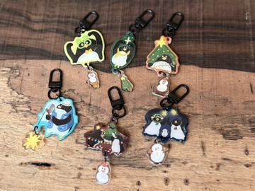 啊_企鵝們_雙面立體鑰匙圈