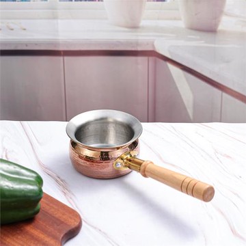 304不銹鋼小奶鍋加厚金色日式寶寶輔食鍋雪平鍋電磁爐木柄咖啡壺