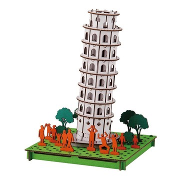 hacomo PUSU 3D系列 療癒系紙模型 益智玩具 趣味DIY  義大利比薩斜塔  1組