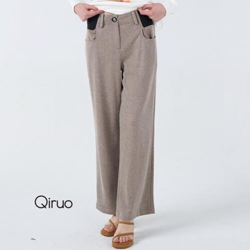 【Qiruo 奇若】秋冬專櫃咖啡色長褲4002C 造型長褲