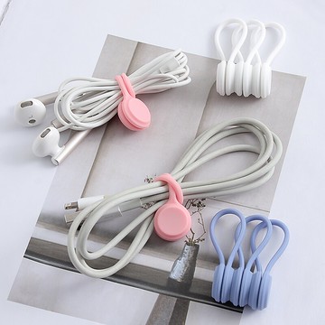通用耳機理線器 磁吸硅膠數據線收納扣 網線捆線綁帶電線扎帶繞線器【不二雜貨】