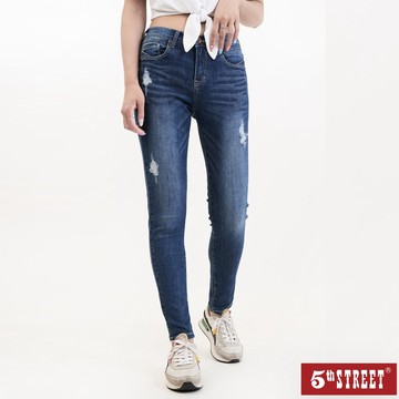 【5th STREET】 女裝 顯瘦長腿小直褲-中古藍 (947292)