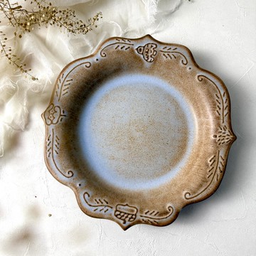 【 小丸 森林 浮雕 】  *限定釉色* 20公分  歐式 浮雕 深皿 盤