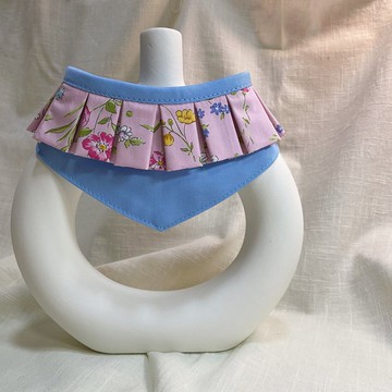 發裁手作。Facai Handmade 寵物領巾 溫柔小花_藍