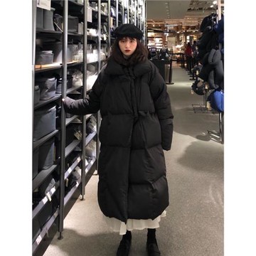 JOENG 2025冬季山本暗黑設計綁帶厚棉衣男女情侶長款羽絨棉服外套