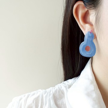 水果花朵藍梨子原創手作熱縮片耳環耳釘可愛手作無耳洞適用