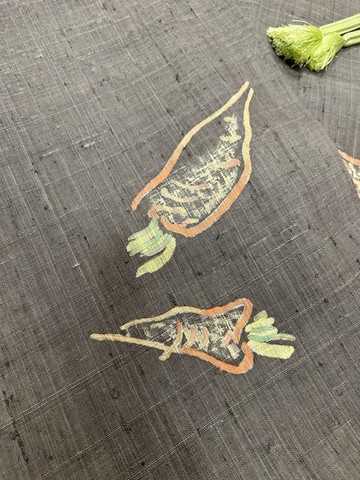 生紬 織物 人參圖紋 單衣和服 再生織品