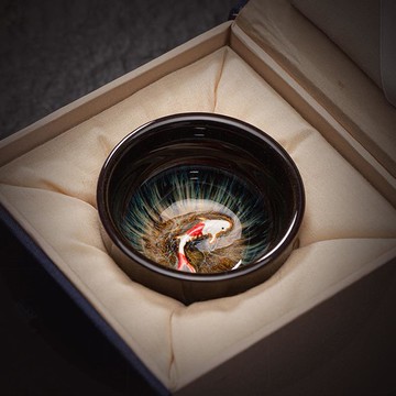 建盞茶杯年年有魚茶盞單杯陶瓷窯變茶具主人杯品茗杯個人專用