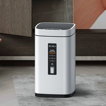 免運 不鏽鋼垃圾桶 智能垃圾桶 防臭垃圾桶 BOBO客廳臥室智能感應式垃圾桶家用創意簡約高檔廚房帶蓋不銹鋼桶特惠/開立發票 工廠直銷 zl1211