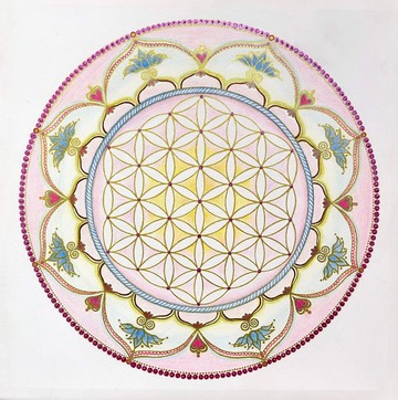 歡迎客製手繪能量神聖圖騰 喜悅禪生命之花曼陀羅#畫框吉祥尺寸