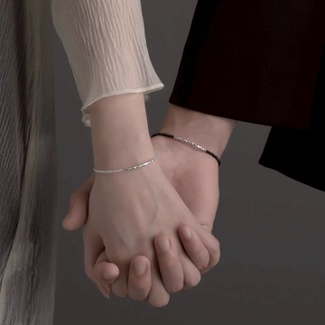 S999足銀純銀簡約碎銀情侶手鏈2025新款精美禮盒送七夕節生日禮物 z8112