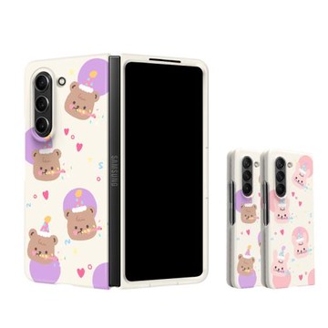 卡通派對熊適用三星ZFold7手機殼fold6女新款Fold5折疊屏W26/w25心系天下高級小眾超薄防摔日韓國菲林硬殼