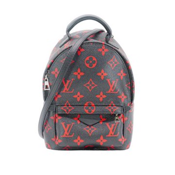 二手品 Louis Vuitton LV路易威登 Palm Springs Mini 黑紅拼色帆布雙肩後背包(M41457-黑)