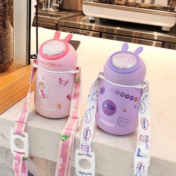 可愛迷你保溫杯少女心ins學生簡約水杯便攜小巧兒童斜挎卡通杯子