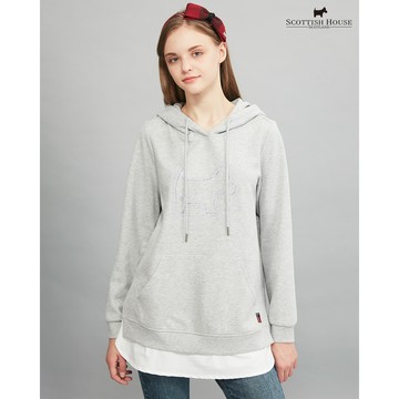 【SCOTTISH HOUSE】迷人灰假兩件繡花狗長袖帽T CHUB1239