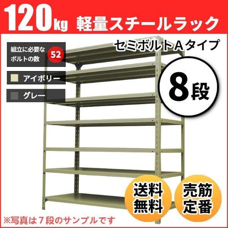 スチールラック 業務用 高さ90 幅87.5 奥行45cm 8段 120kg/段